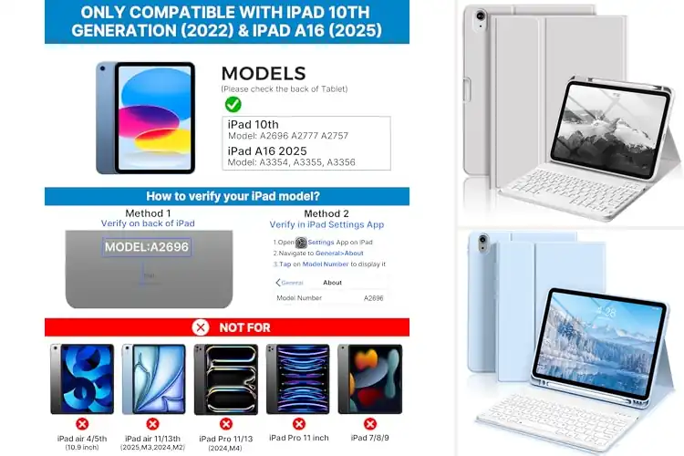 Detailed view of Best 230 Hours Battery Life iPad Keyboard Case