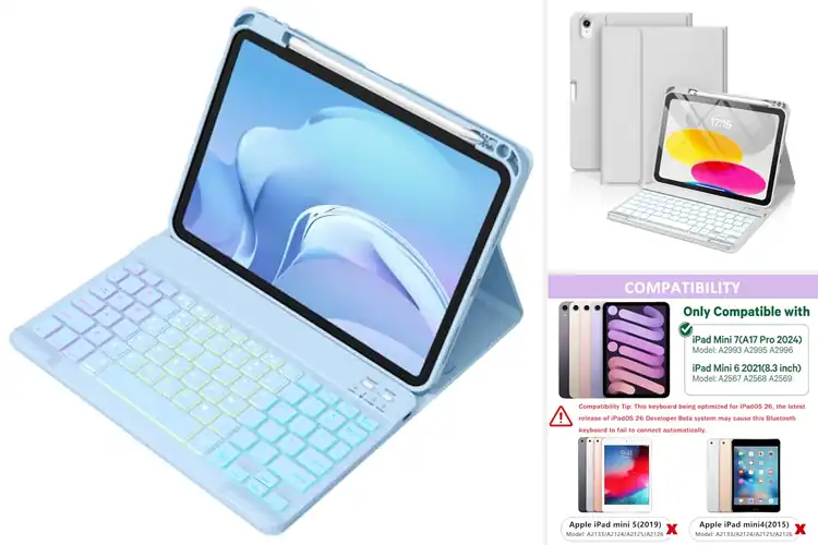 Detailed view of Best 7 Color Backlit Keyboard For iPad